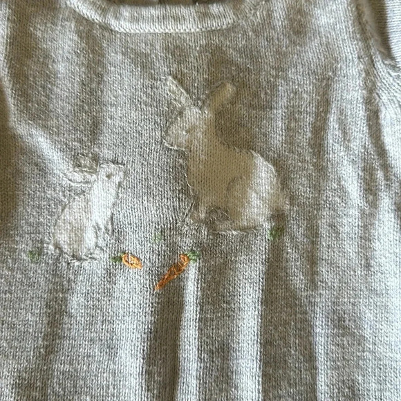 Janie and Jack size 0-3m rabbit embroidered button stride sweater romper - Picture 2 of 2